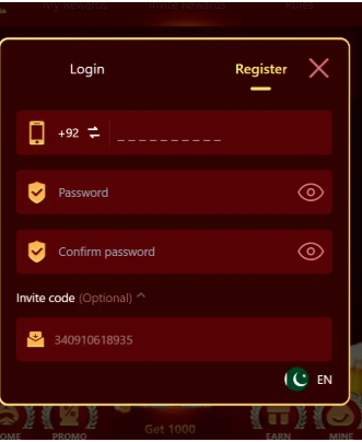 Login Page in M91 Game.